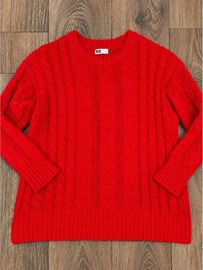 SO Red Cable Knit Sweater Size Large